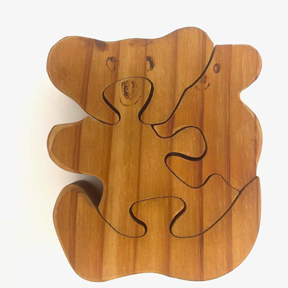 Handcrafted Koala Bears Wooden Animal Hugging Mom Puzzle Toy Carved NZ 3D Hardee
